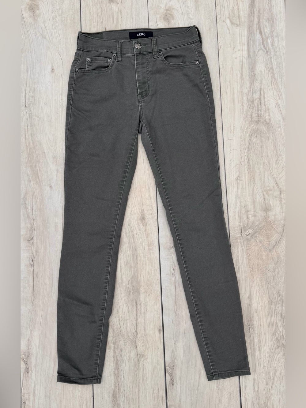 Aéropostale Olive Green Skinny Jeans High Rise Soft Stretch Denim Jegging 0R Y2K